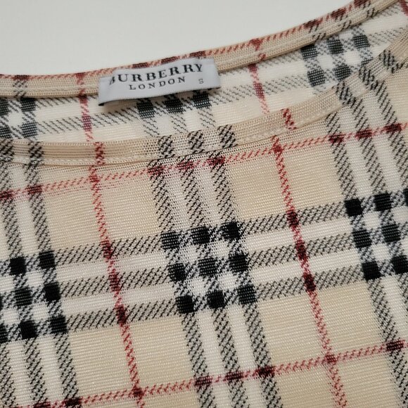 BURBERRY LONDON Vintage Nova Check Sheer Cropped Tank Top - Size: S - Picture 2 of 10